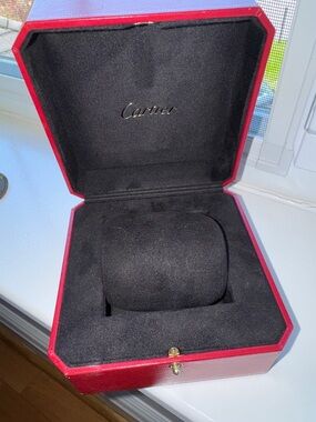Cartier Red and Black Jewelry Box with Gold Accent